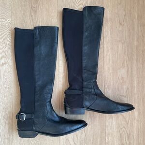 Coach Liza Black Leather and Stretch Riding knee high Boots